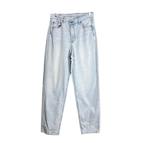 American Eagle Outfitters Denim - American Eagle Highest Rise Baggy Straight Jeans Sz 8 Light Wash Criss Cross